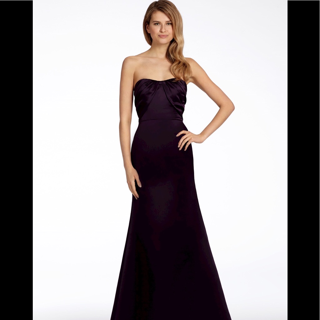 Hayley Paige Style # 5705. Plum Satin Fit And Flare Sz .8